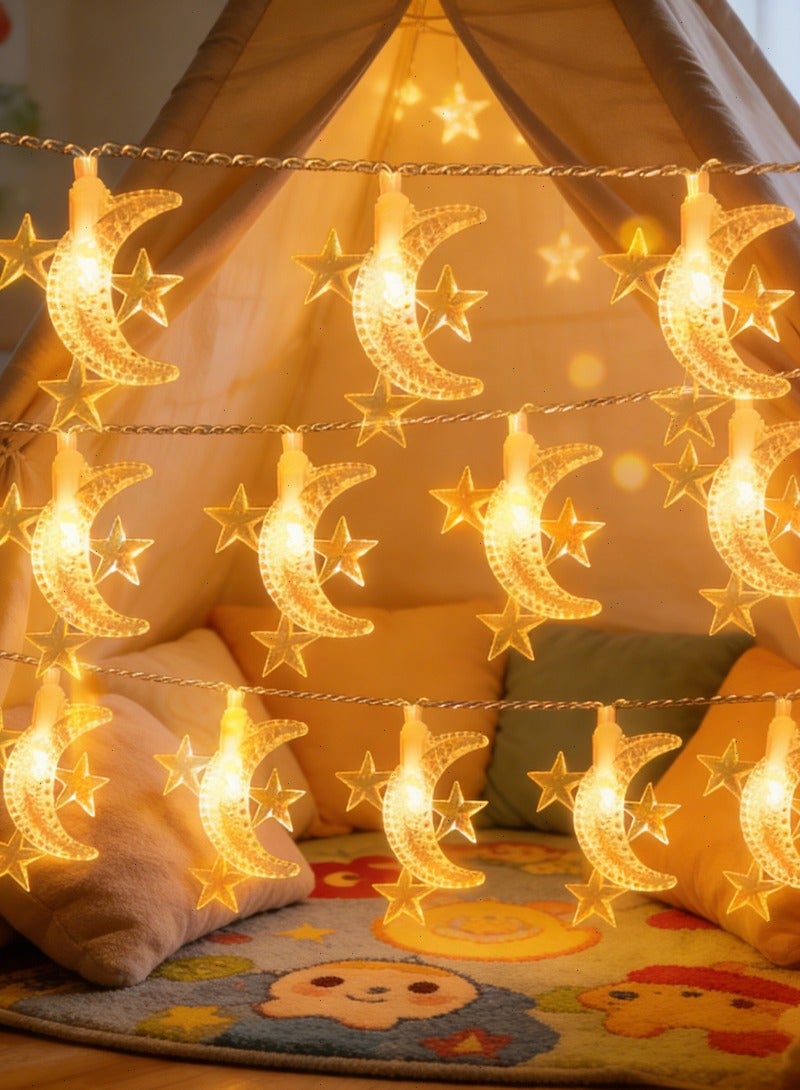 Ramadan Lights, LED Decorative Star and Moon Shaped Lights, 10-Meter LED Ramadan Home Hanging Decorations. - Image 1